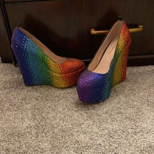 Rainbow Rhinestone Wedges